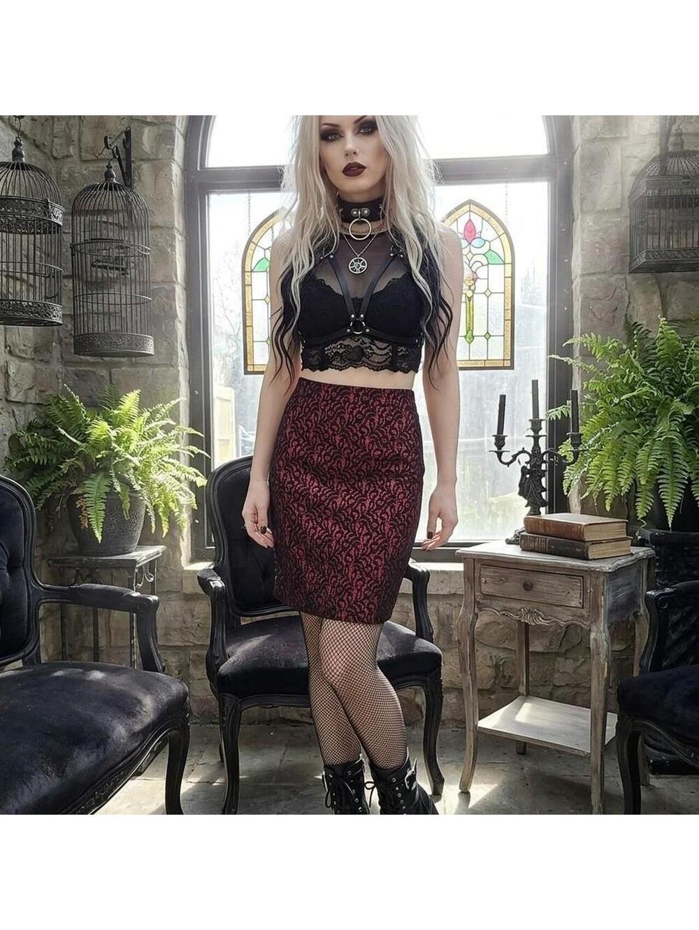 THE LIMITED Women's Red and Burgundy Skirt